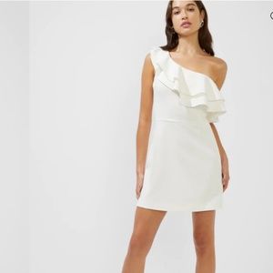 NWT FRENCH CONNECTION White Whipser Asymmetric Ruffle Dress